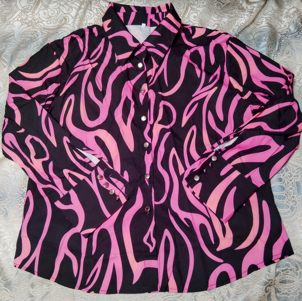 Stylish Pink and Black Women's Shirt